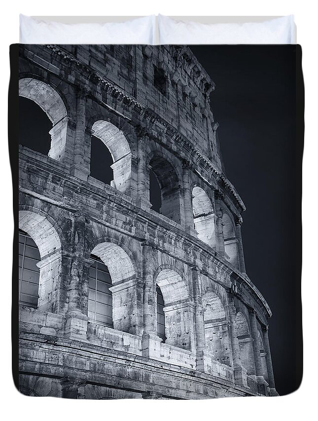 Rome Duvet Cover featuring the photograph Colosseum Before Dawn by Joan Carroll