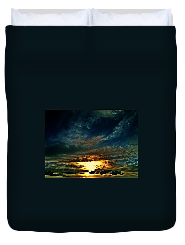 Sky Duvet Cover featuring the photograph Collapsing Sunset by Chris Dunn