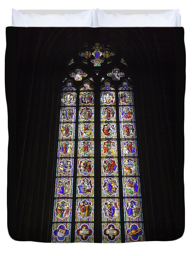 Cologne Cathedral Duvet Cover featuring the photograph Cologne Cathedral Stained Glass Life of Christ by Teresa Mucha