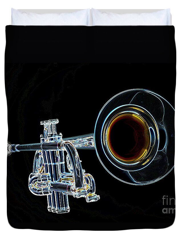 Color Drawing Duvet Cover featuring the photograph Color Drawing of a Trumpet Bell Isolated 3018.05 by M K Miller