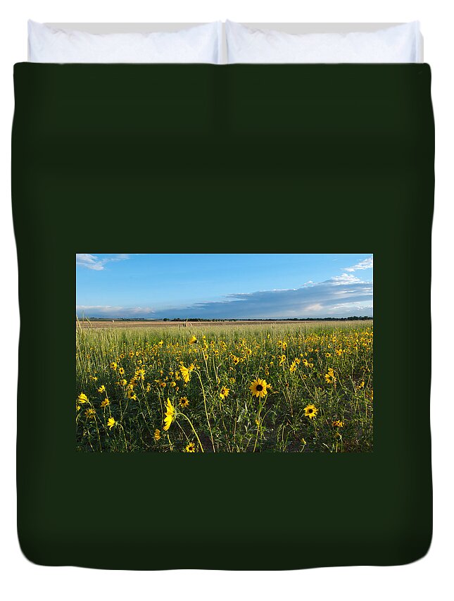 Landscape Photograph Duvet Cover featuring the photograph Colorado Evening Meadow Landscape by Cascade Colors