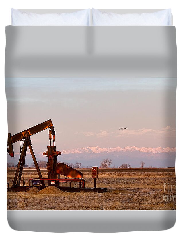 Oil Duvet Cover featuring the photograph Colorado Oil Well Panorama by James BO Insogna
