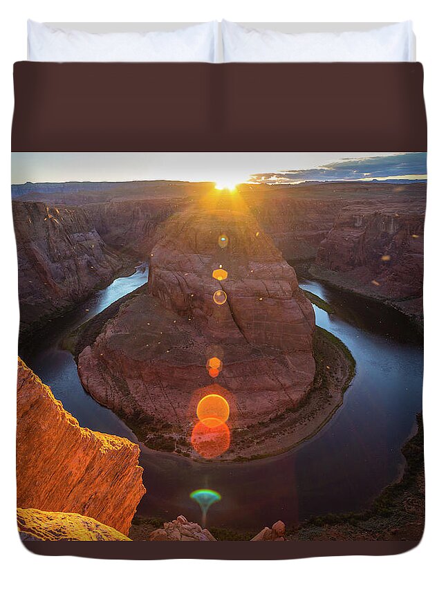 Scenics Duvet Cover featuring the photograph Colorado River, Horseshoe Bend In by Deimagine