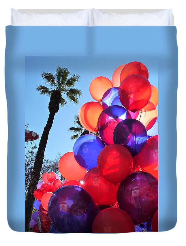 Balloons Duvet Cover featuring the photograph Colorful Balloons by Jeff Lowe