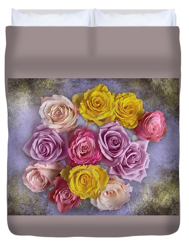 Bouquet Duvet Cover featuring the photograph Colorful Bouquet Of Roses by James BO Insogna