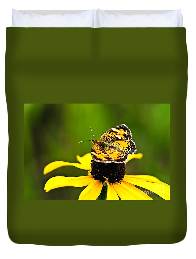 Photography Duvet Cover featuring the photograph Colorful Landing by Gwen Gibson