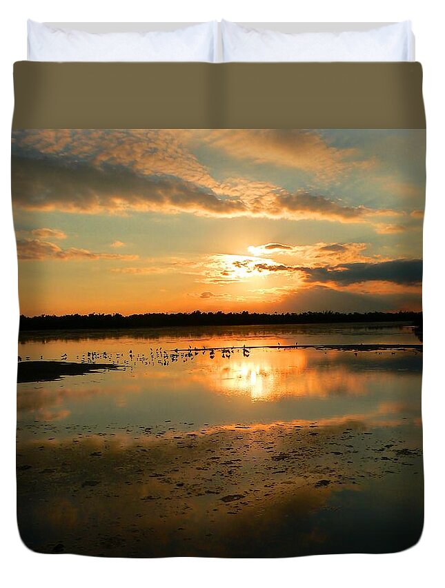 Sunset Duvet Cover featuring the photograph Colorful Light by Rosalie Scanlon