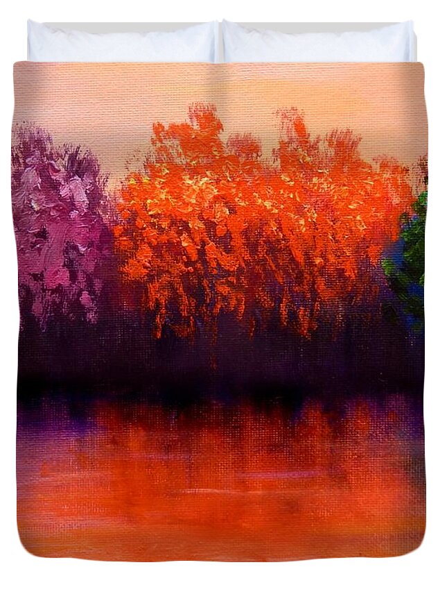 Seasons Duvet Cover featuring the painting Colorful Seasons by Lilia S