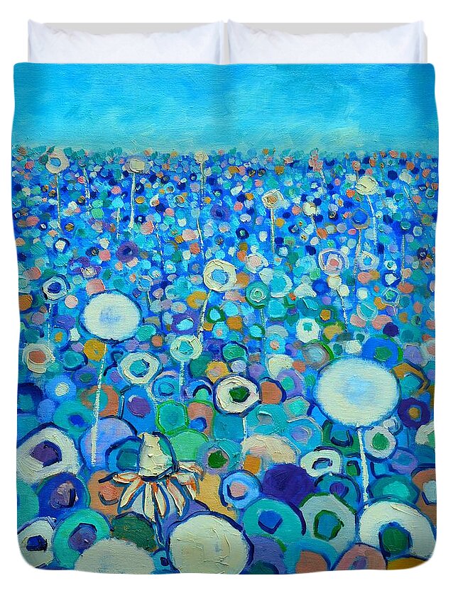 Floral Duvet Cover featuring the painting Colors Field In My Dream by Ana Maria Edulescu