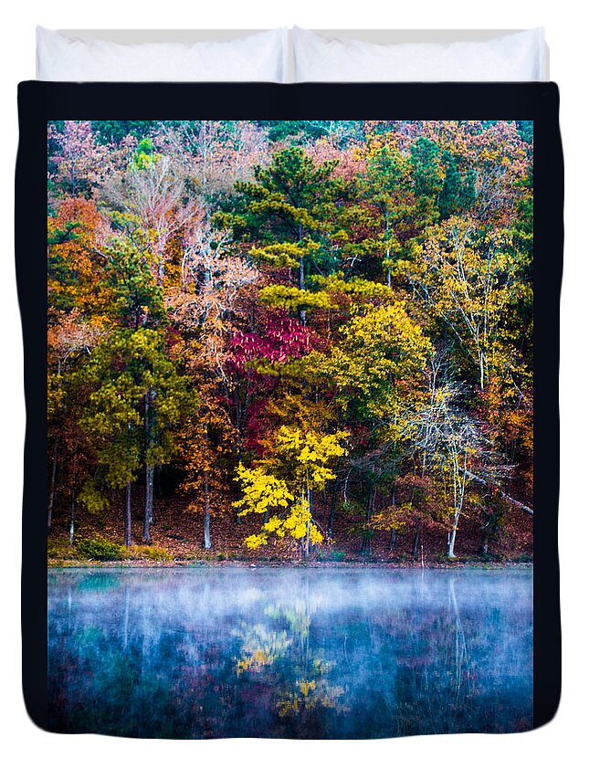 Oak Mountain Duvet Cover featuring the photograph Colors In Early Morning Fog by Parker Cunningham