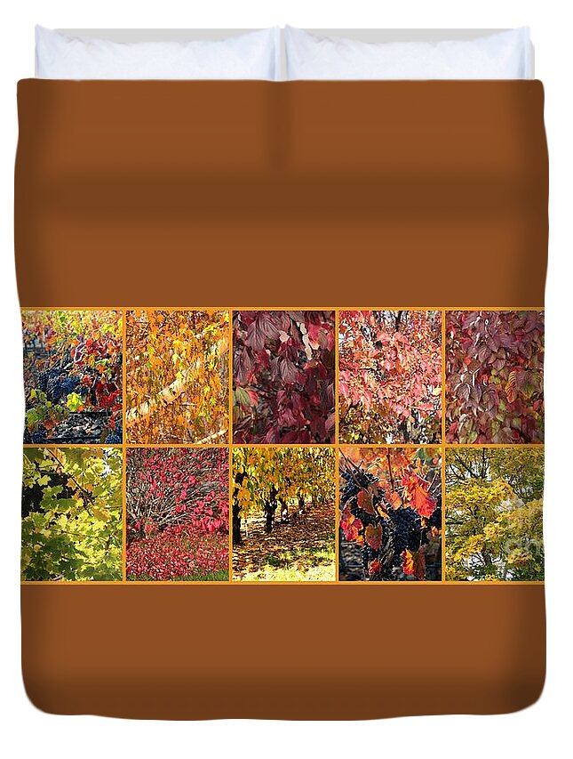 Colors Of Autumn Collage Duvet Cover featuring the photograph Colors of Autumn Collage by Carol Groenen