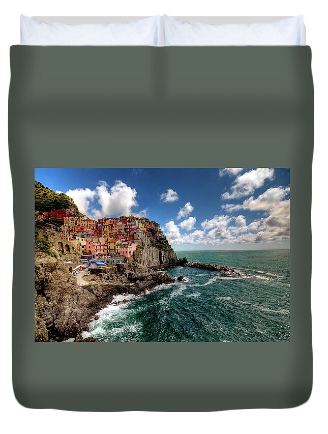 Tranquility Duvet Cover featuring the photograph Colors Of Cinque Terre by Photo Art By Mandy