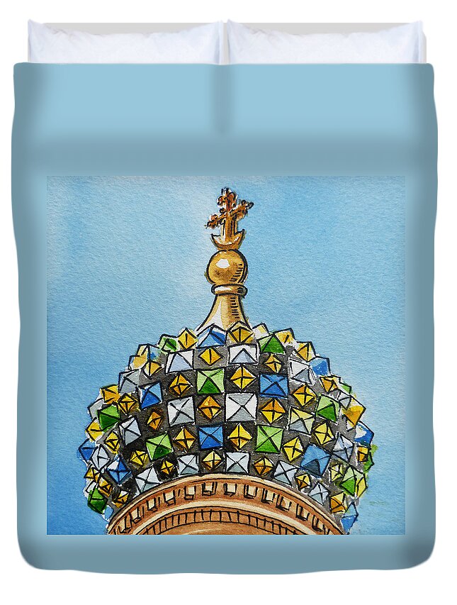 Russia Duvet Cover featuring the painting Colors Of Russia St Petersburg Cathedral III by Irina Sztukowski