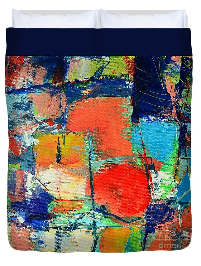 Abstract Duvet Cover featuring the painting Colorscape by Ana Maria Edulescu