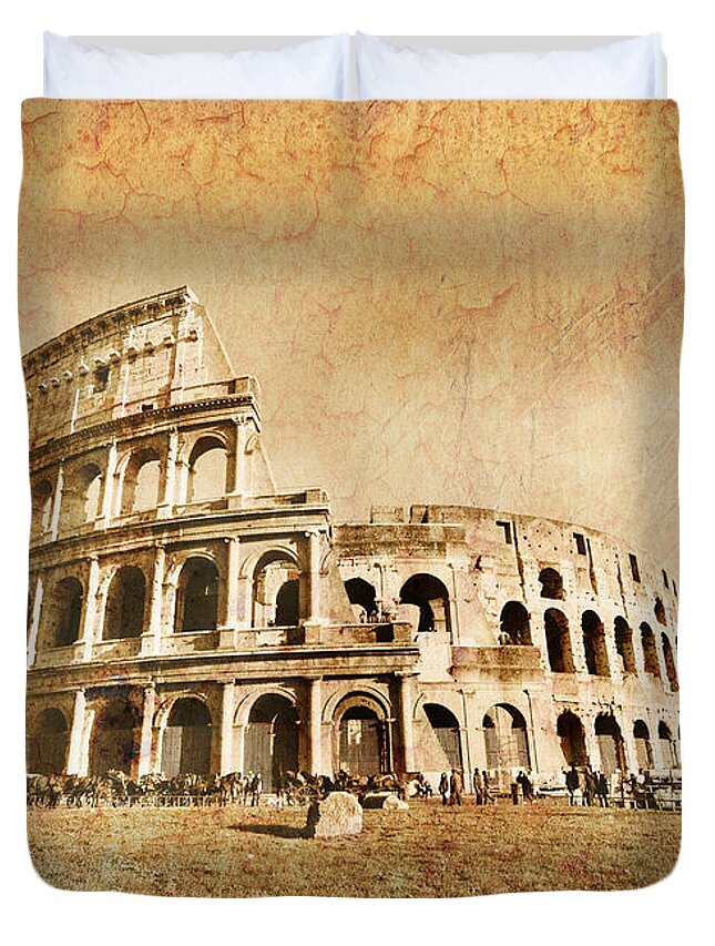 Colosseum Duvet Cover featuring the photograph Colosseum Grunge by Stefano Senise