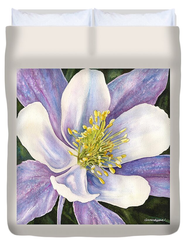 Columbine Painting Duvet Cover featuring the painting Columbine Closeup by Anne Gifford