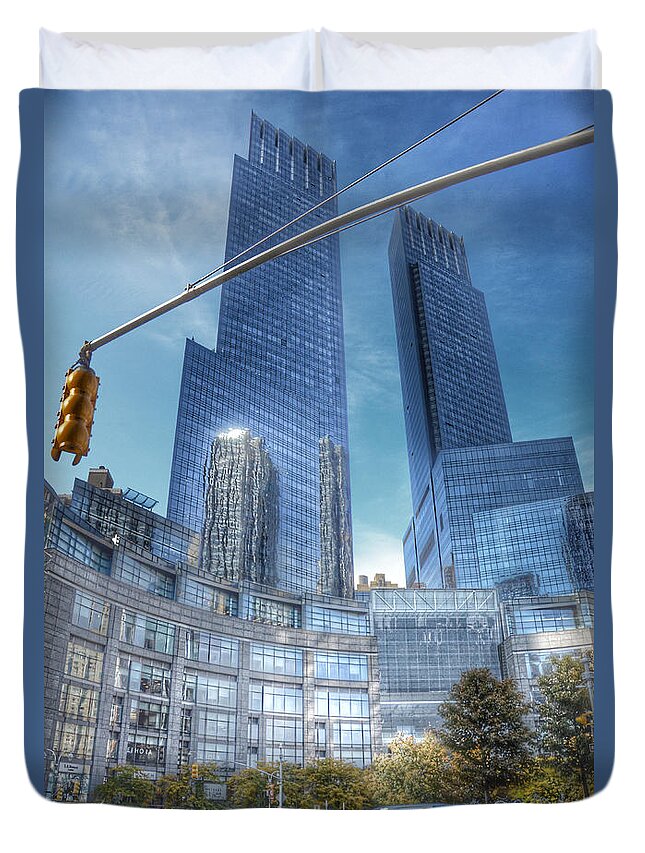 Columbus Circle Duvet Cover featuring the photograph New York - Columbus Circle - Time Warner Center by Marianna Mills