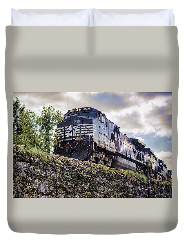 Jonesborough Duvet Cover featuring the photograph Coming Down the Tracks by Heather Applegate