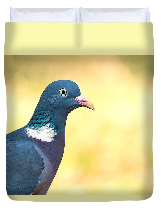Common Wood Pigeon Duvet Cover featuring the photograph Common Wood Pigeon by Torbjorn Swenelius