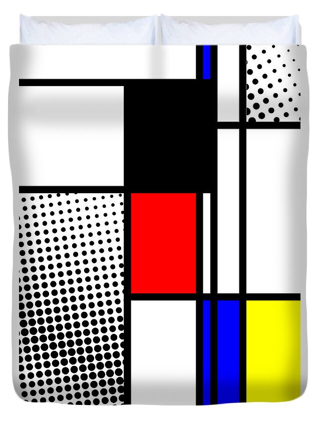 Mondrian Duvet Cover featuring the mixed media Composition 100 by Dominic Piperata