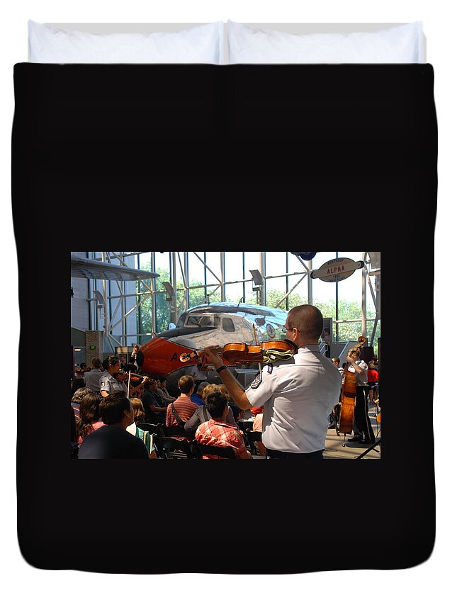 Air And Space Museum Duvet Cover featuring the photograph Concert Under the Planes by Kenny Glover