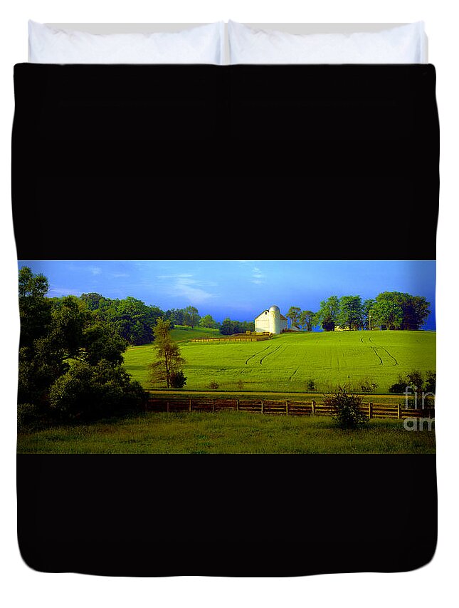 Conley Duvet Cover featuring the photograph Conley road farm spring time by Tom Jelen