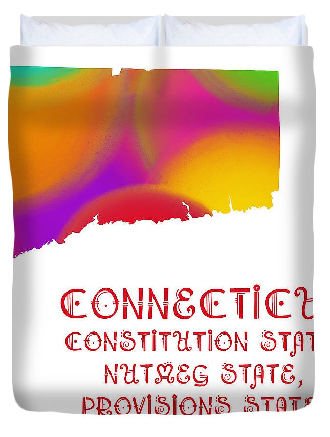 Andee Design Duvet Cover featuring the digital art Connecticut State Map Collection 2 by Andee Design