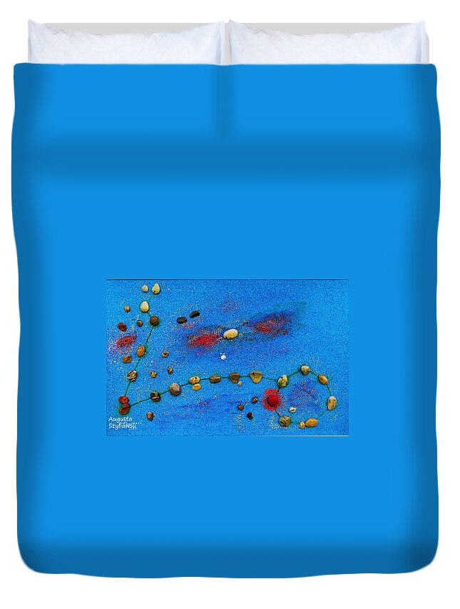 Augusta Stylianou Duvet Cover featuring the painting Constellation of Pisces by Augusta Stylianou