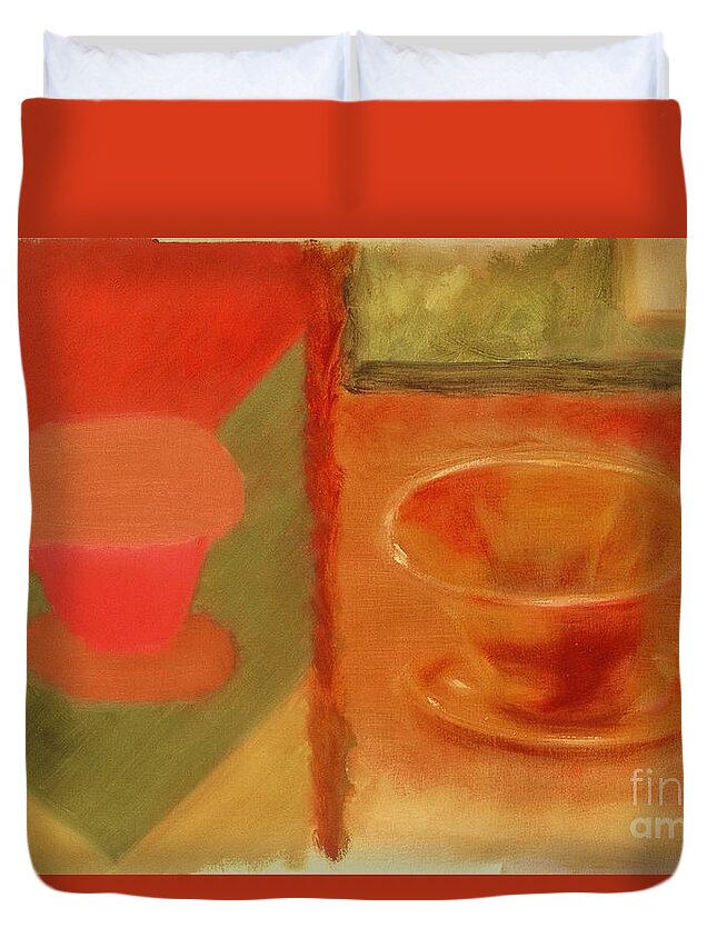Bowls Duvet Cover featuring the painting Contrasts Bowl Me Over by Karen Francis
