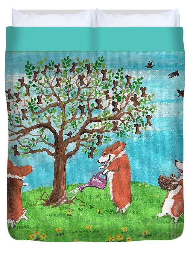 Painting Duvet Cover featuring the painting Cookie Tree by Margaryta Yermolayeva