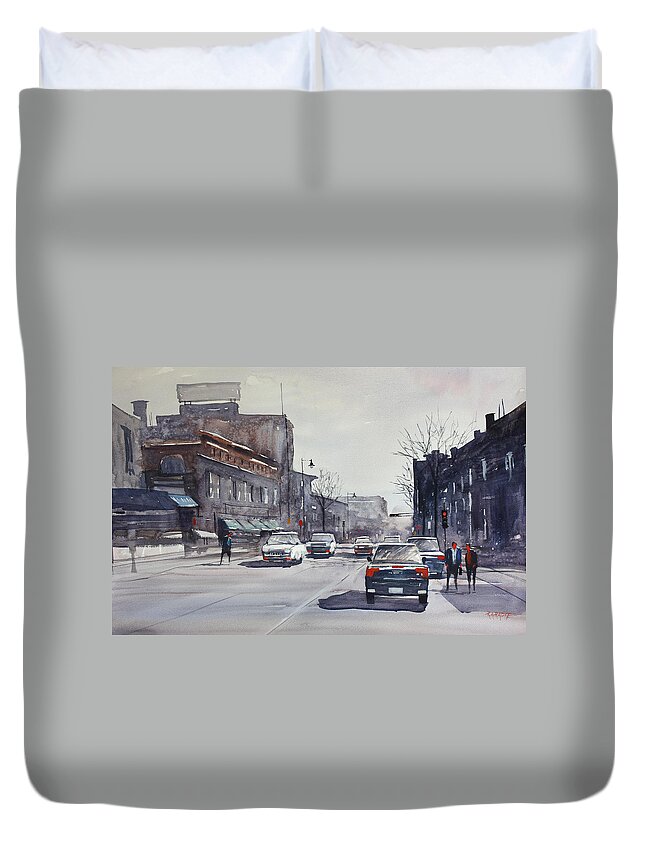 Ryan Radke Duvet Cover featuring the painting Cool City by Ryan Radke