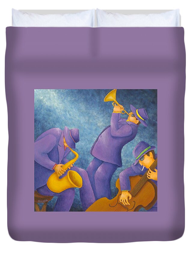 Pamela Allegretto Duvet Cover featuring the painting Cool Jazz Trio by Pamela Allegretto