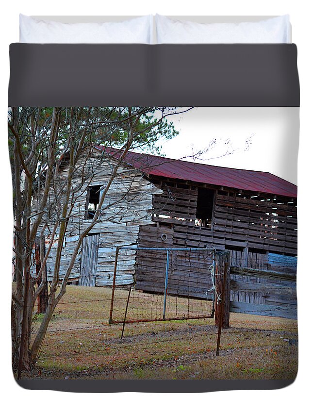 Red Duvet Cover featuring the photograph Cool Nights by Barb Dalton