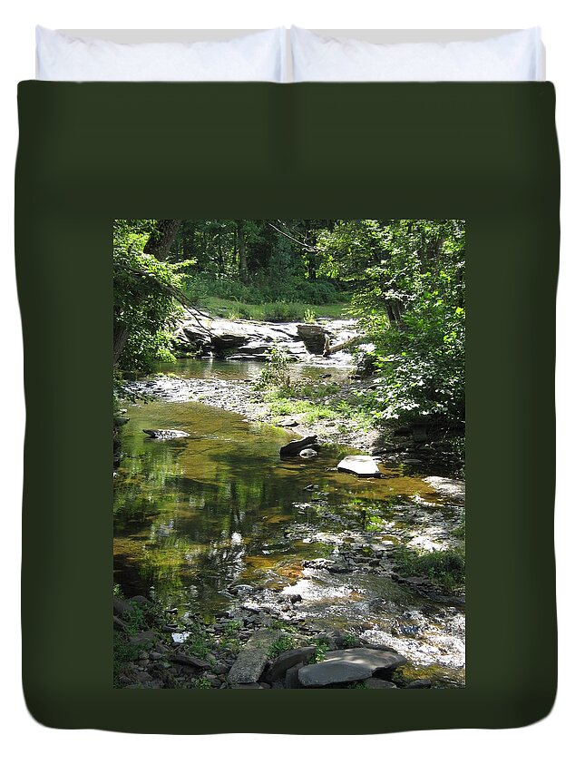 Creek Duvet Cover featuring the photograph Cool Waters by Ellen Levinson