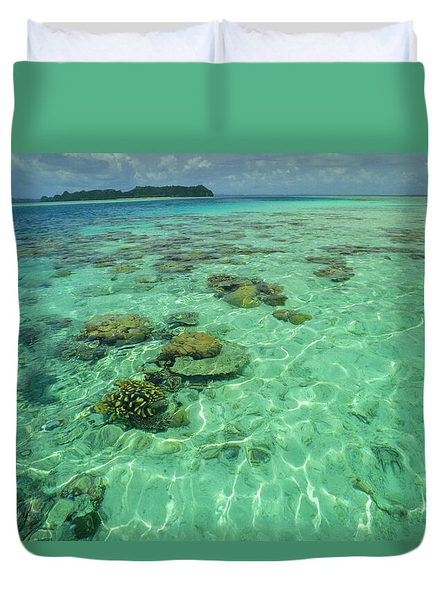 Water's Edge Duvet Cover featuring the photograph Coral Paradise by Tammy616
