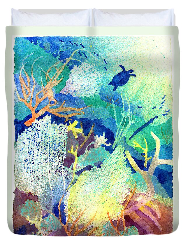 Coral Reefs Duvet Cover featuring the painting Coral Reef Dreams 2 by Pauline Walsh Jacobson