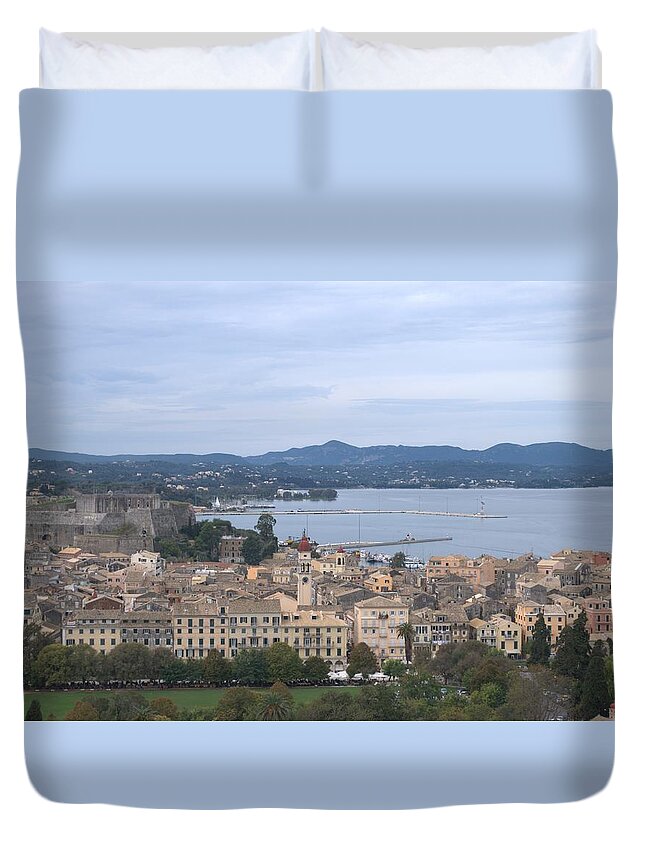 Corfu Duvet Cover featuring the photograph Corfu.New Port by George Katechis