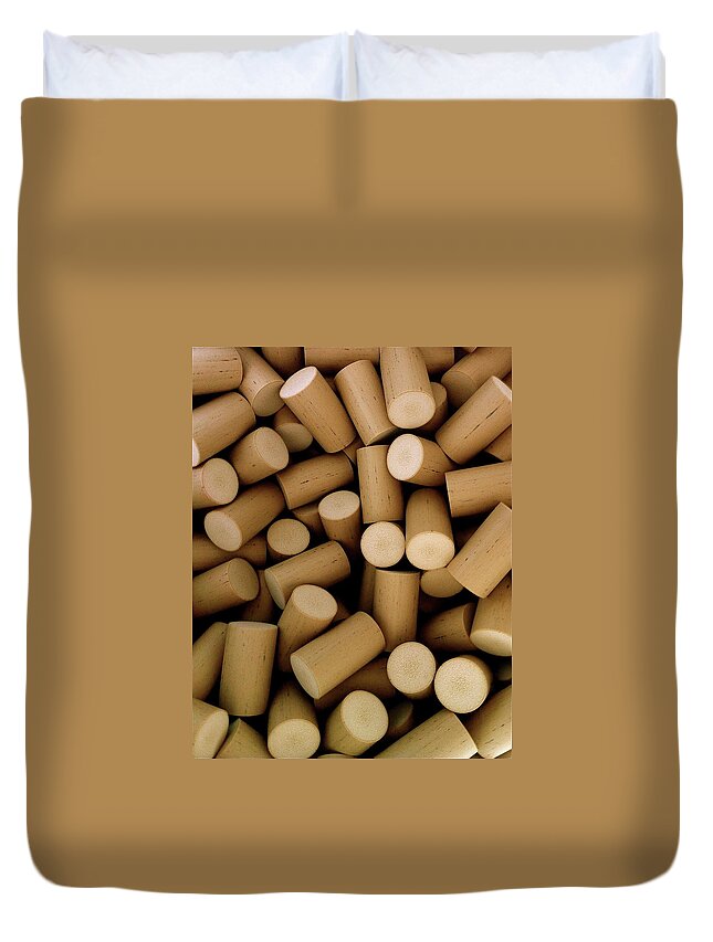 Wine Cork Duvet Cover featuring the photograph Corks by Walt Stoneburner