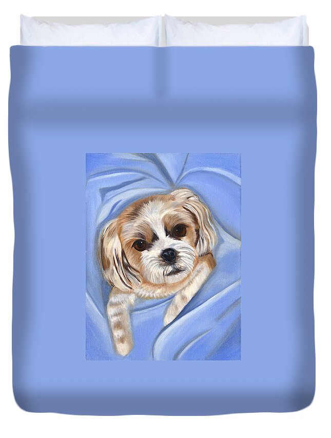 Pets Duvet Cover featuring the painting Corky by Kathie Camara