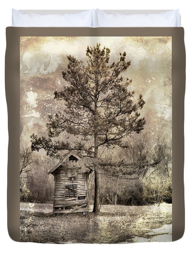 Old Duvet Cover featuring the photograph Corn Crib by Sari Sauls