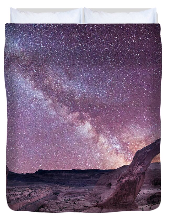 Sunset Duvet Cover featuring the photograph Corona Arch Milky Way by Michael Ver Sprill