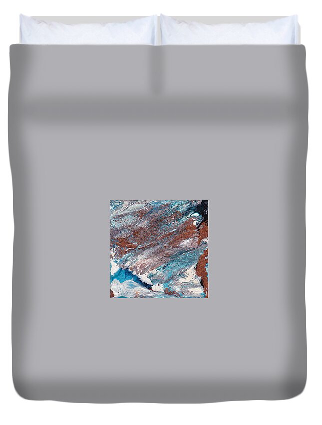 Abstract Duvet Cover featuring the painting Cosmic Blend Three by M West