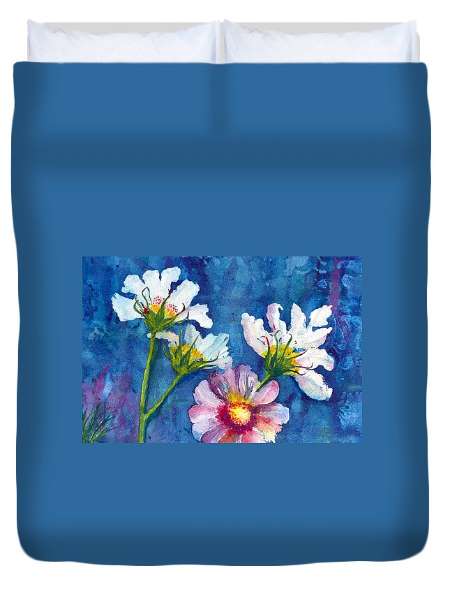 Cosmos Duvet Cover featuring the painting Cosmos detail I by Anna Ruzsan