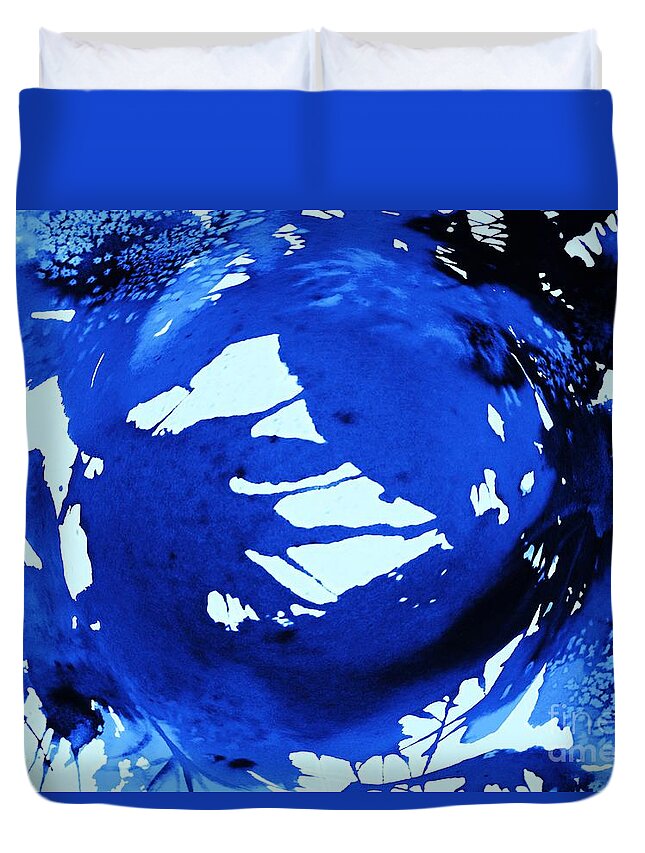 Cosmos Duvet Cover featuring the digital art Cosmos in Blue Abstract by Ellen Levinson