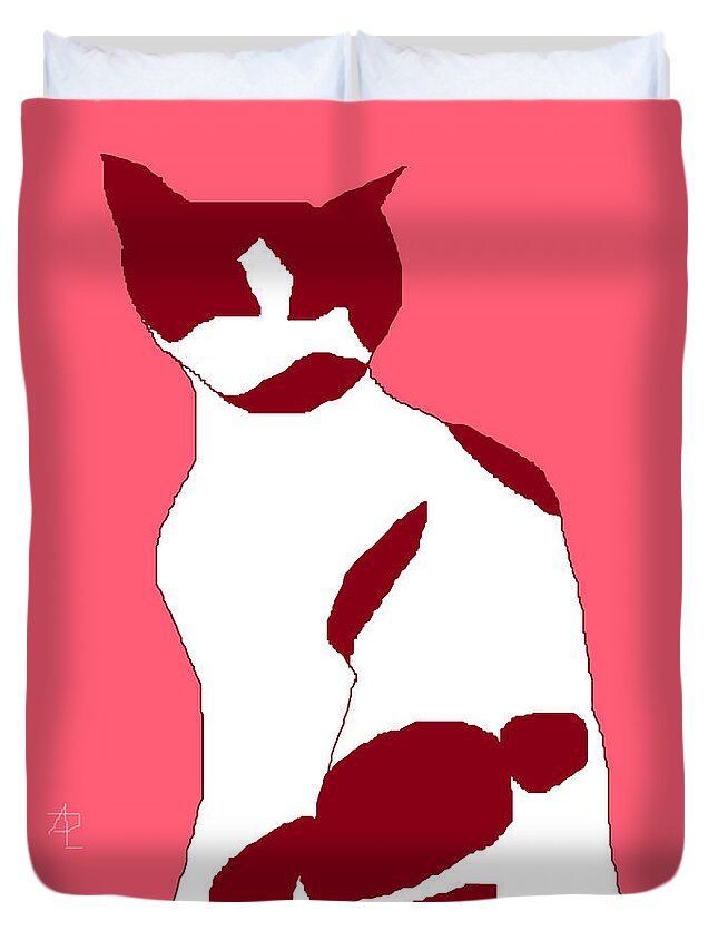 Cat Duvet Cover featuring the painting Cosmos Rose by Anita Dale Livaditis
