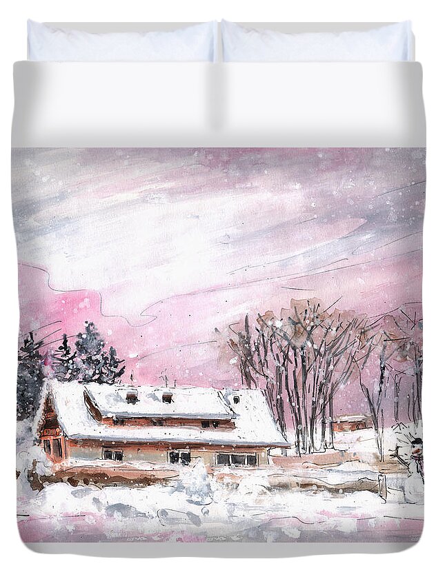 Travel Duvet Cover featuring the painting Cottage For Girls In The Black Forest In Germany by Miki De Goodaboom