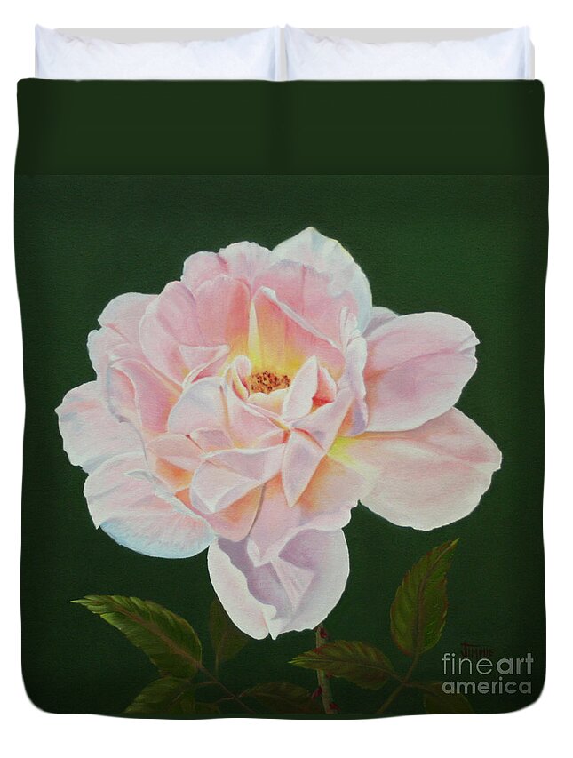 Cotton Candy Rose Duvet Cover featuring the painting Cotton Candy Rose by Jimmie Bartlett
