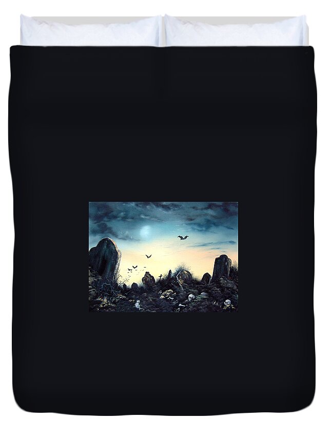 Graveyard Duvet Cover featuring the painting Count the Eyes by Jean Walker