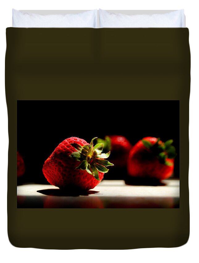 Red Strawberries Duvet Cover featuring the photograph Countertop Strawberries by Michael Eingle