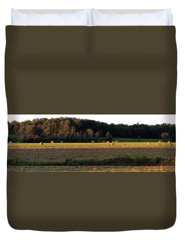 Panorama Duvet Cover featuring the photograph Country Bales by Doug Gibbons